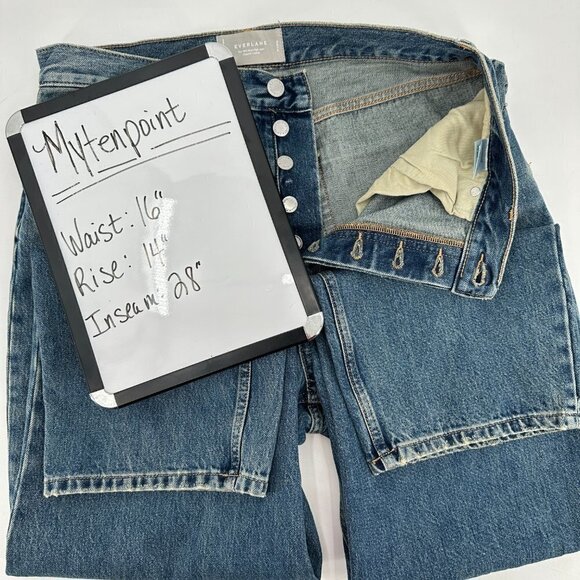 Everlane The 90's Way High Rise Button Fly Organic Cotton Denim 31 Long Jeans - Picture 7 of 7